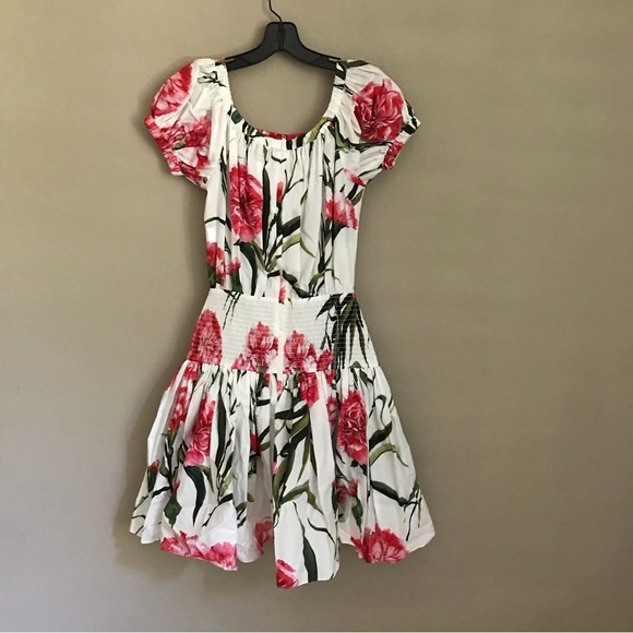 DOLCE&GABBANA Off-The-Shoulder Carnation-Print Dress - Picture 7 of 11